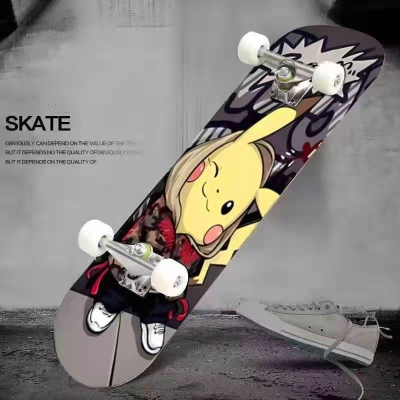 cool pikachu skateboard entry-level beginner twin tips scooter 6 to 12 years old