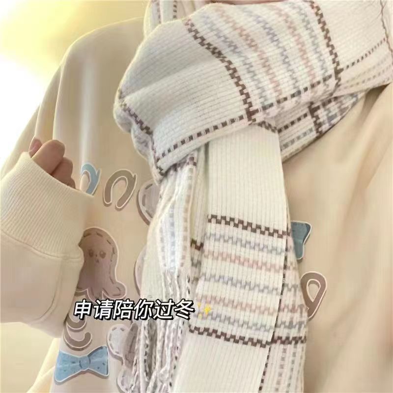 2023 new scarf women‘s autumn and winter cashmere-like plaid warm ins versatile jk japanese cute student scarf