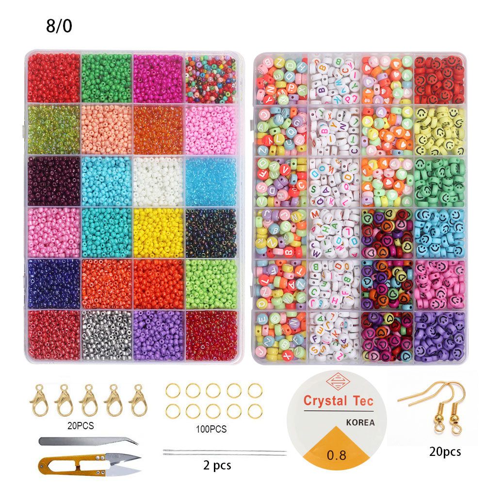 3mm24 grid double set box solid color colored bead diy bracelet necklace accessories colorful beads parent-child toys