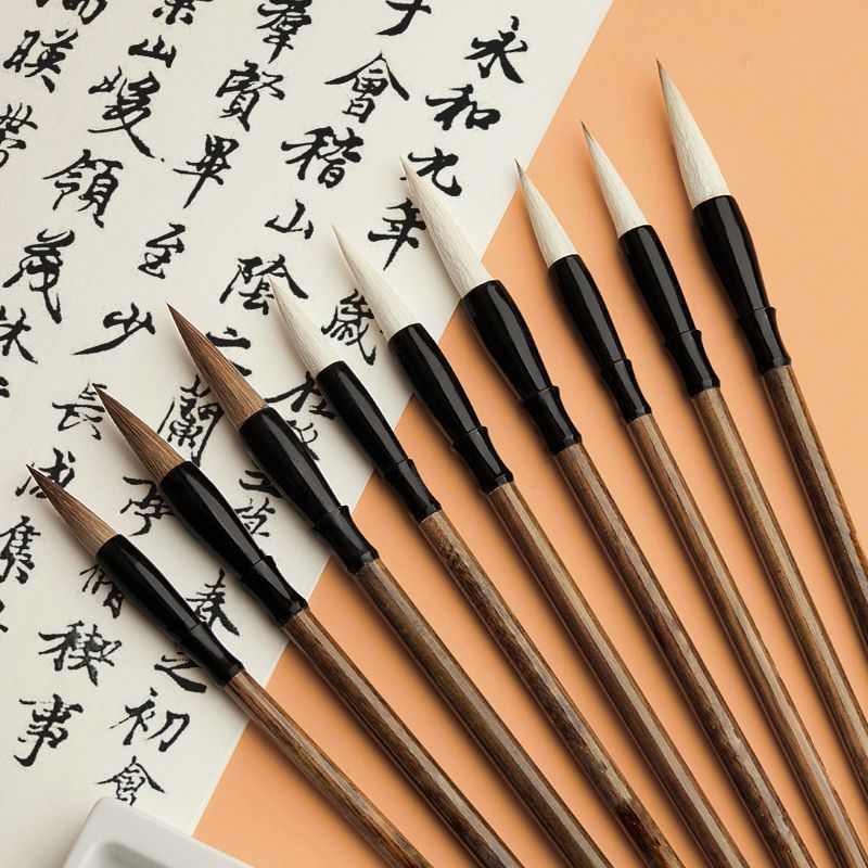 pure wolf and wool water chalk writing brushes for regular script in large， medium and small characters suit adult beginner calligraphy couplet calligraphy materials no lint