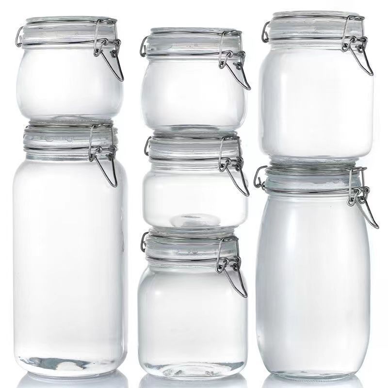 glass sealed jar food jar with lid transparent canned lemon passion fruit honey storage tank 200ml pickled peppers
