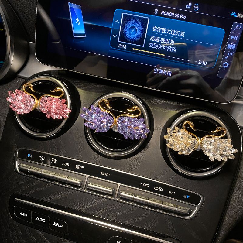 Car Aromatherapy Air Conditioner Air Outlet Decoration Rhinestone Swan Car Interior Ornaments Women's Car Perfume Fragrance Ornaments