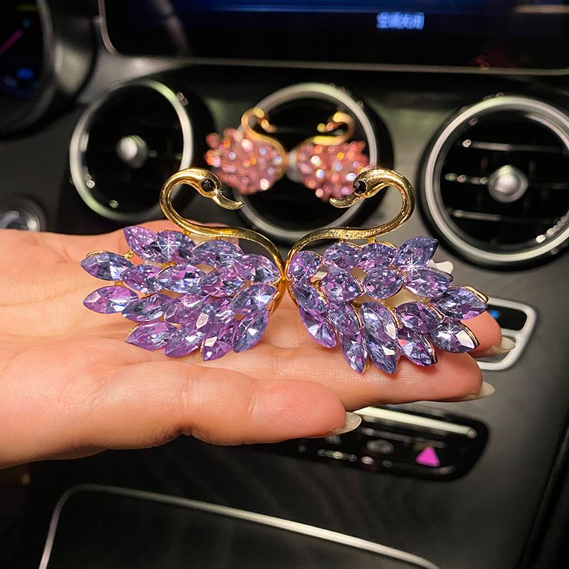 Car Aromatherapy Air Conditioner Air Outlet Decoration Rhinestone Swan Car Interior Ornaments Women's Car Perfume Fragrance Ornaments