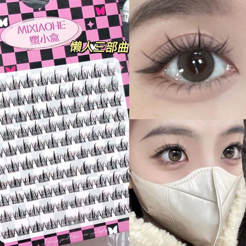 thai-style pure wild devil! lazy trilogy false eyelashes single cluster grafting thick self-adhesive novice natural simulation