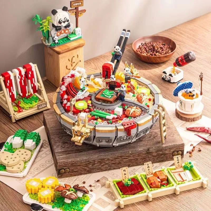 loz building blocks genuine sichuan incense mandarin duck hot pot building blocks educational food diy small particle assembly toys new year decoration