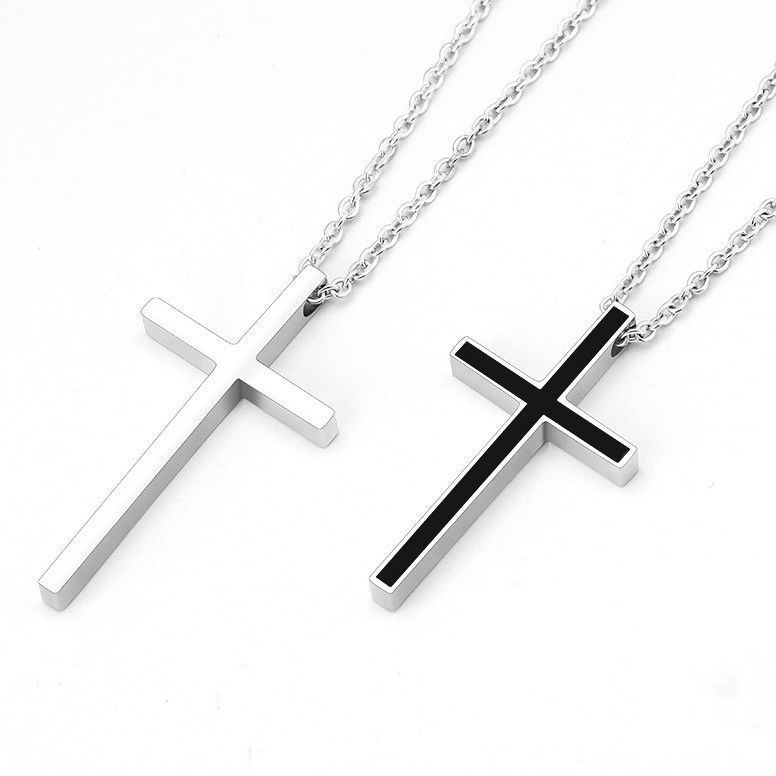 european and american style temperament titanium steel cross necklace pendant tide simple sweater chain personalized birthday gifts couple accessories