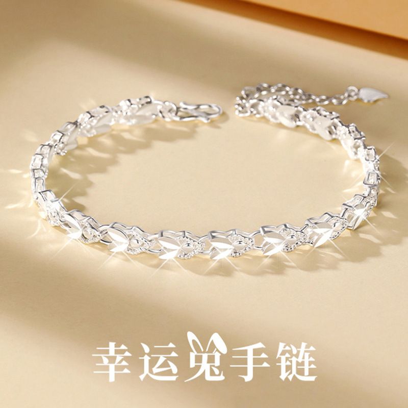 925 Silver Rabbit Bracelet Female Ins Light Luxury Minority Design 2023 New Rabbit Year Girlfriends Girlfriend Birthday Present