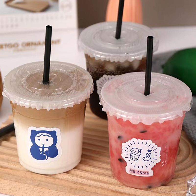 internet celebrity disposable milk tea cup ins style coffee cup homemade drinks takeaway plastic takeaway cup pet frosted blossom cup