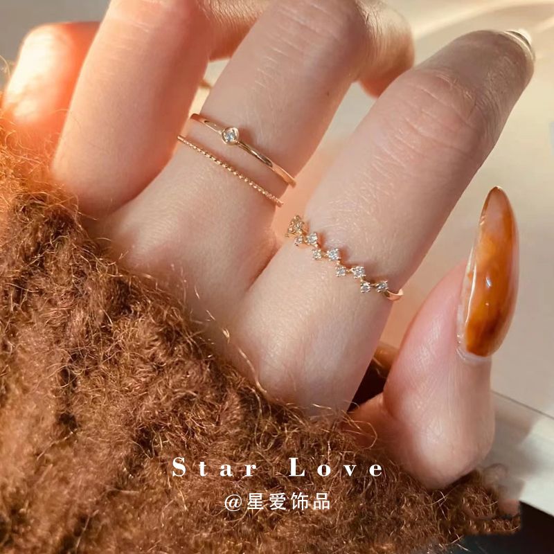 shopkeeper strongly recommended ~ super show white rose gold ring fold with female ins style light luxury exquisite high-end simple bracelet ring suit