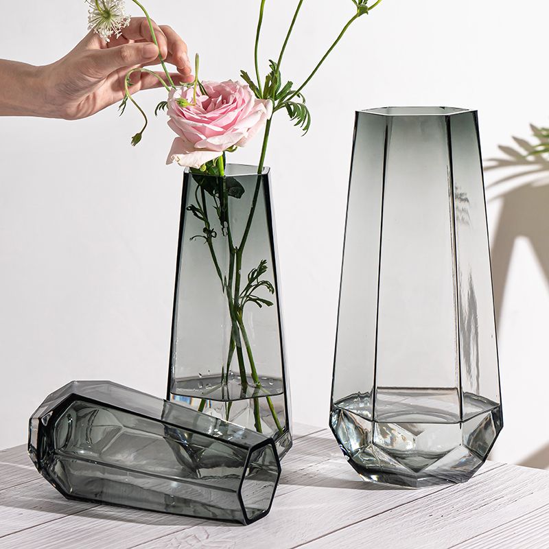 light luxury gold vase transparent glass living room home decoration nordic aquatic flower arrangement creative simple vase