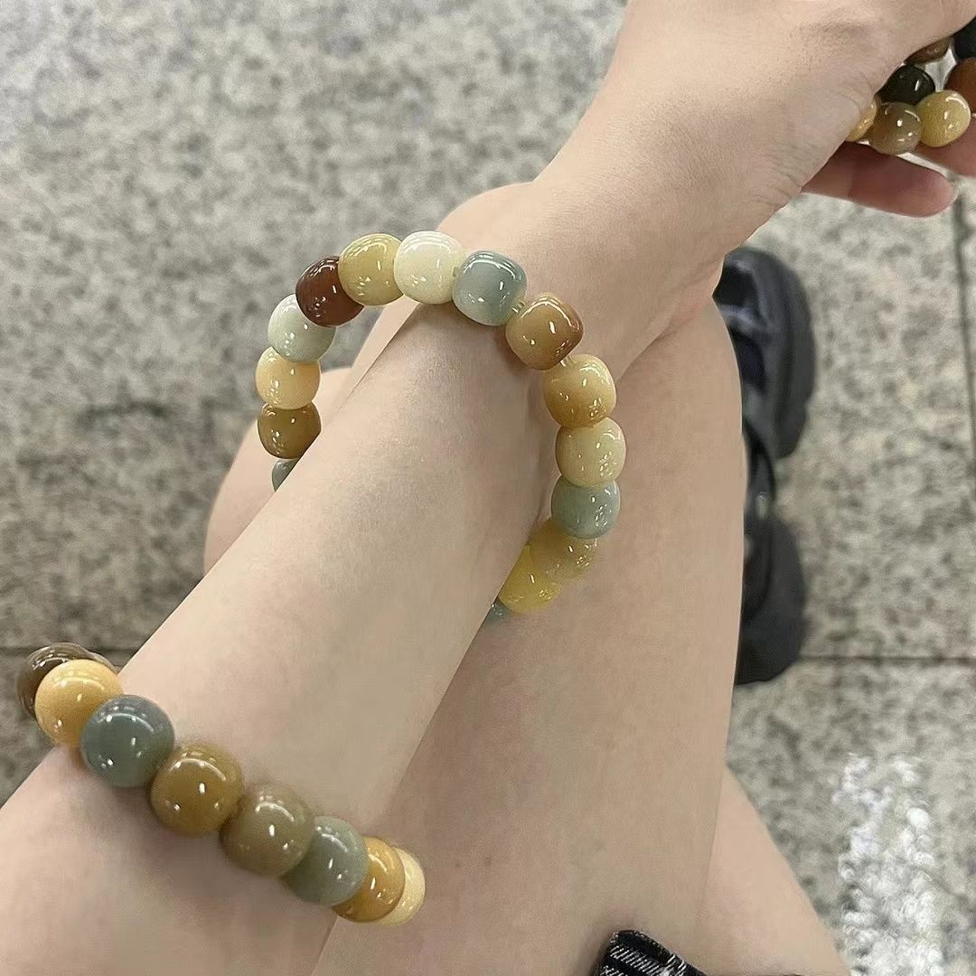 old seeds white jade bodhi root bracelet men‘s duobao bodhi seed crafts pliable temperament bracelet women‘s hand toy gradient buddha beads