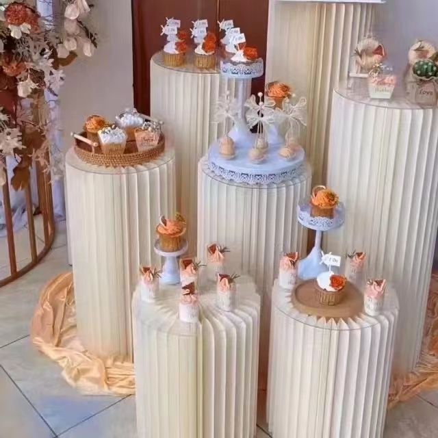 folding dessert table cylindrical display stand shopping mall cabinet birthday party layout roman column wedding celebration dessert dessert table photo mount column