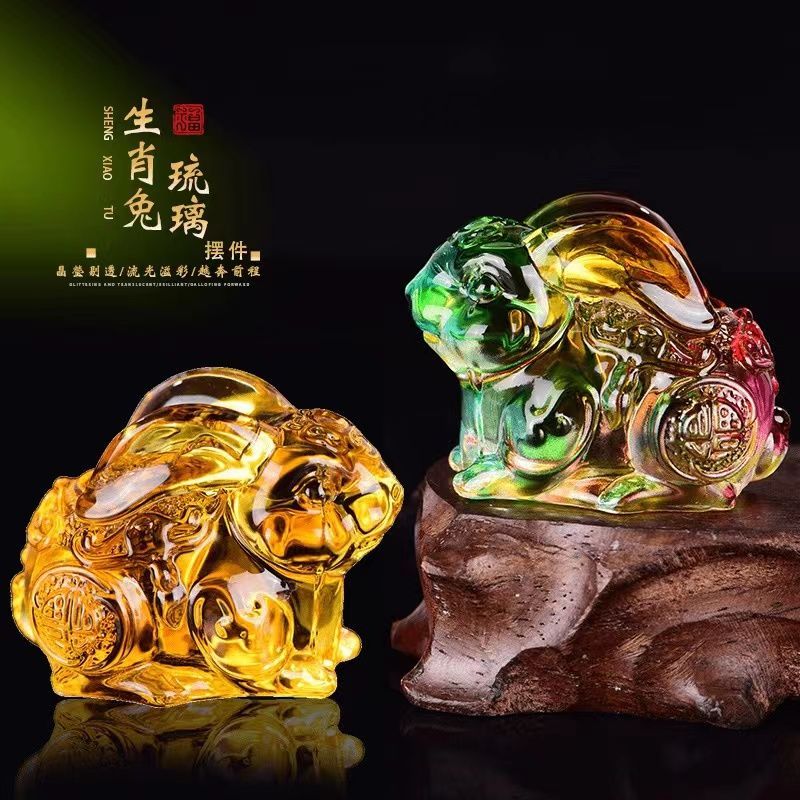 2023 rabbit year new year of fate mascot colored glaze rabbit decoration chinese zodiac sign of rabbit meaning smart and agile