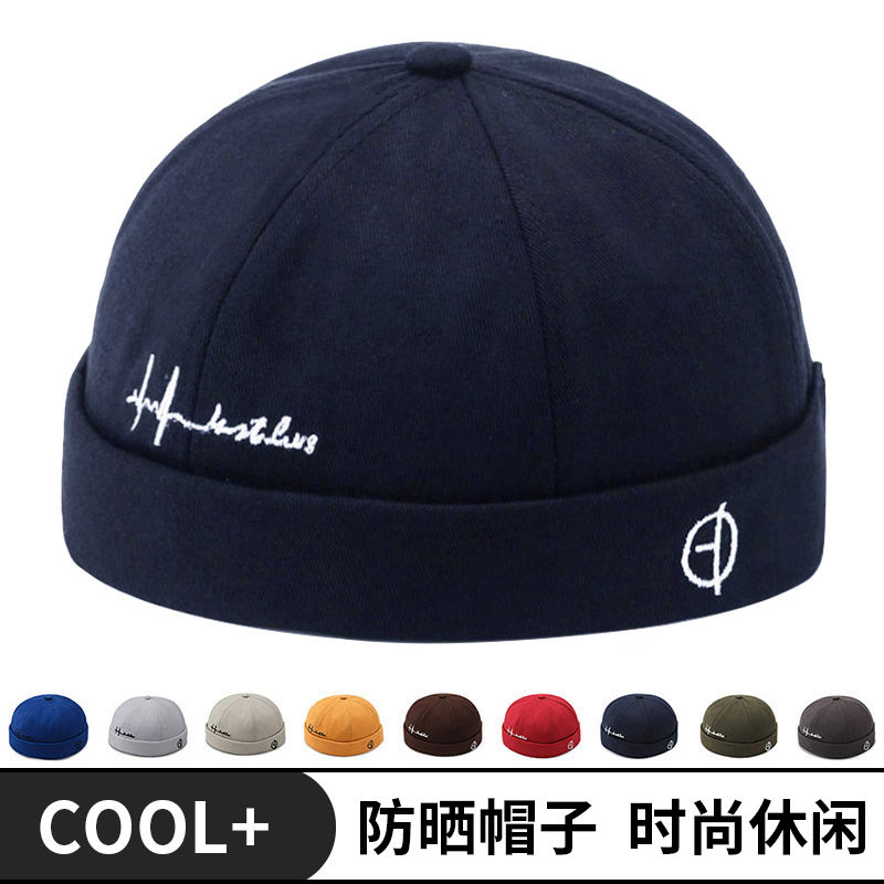 chinese landlord hat men‘s spring and summer breathable sun-proof no brim hip hop hat riding travel japanese style landlord hat fashion cool