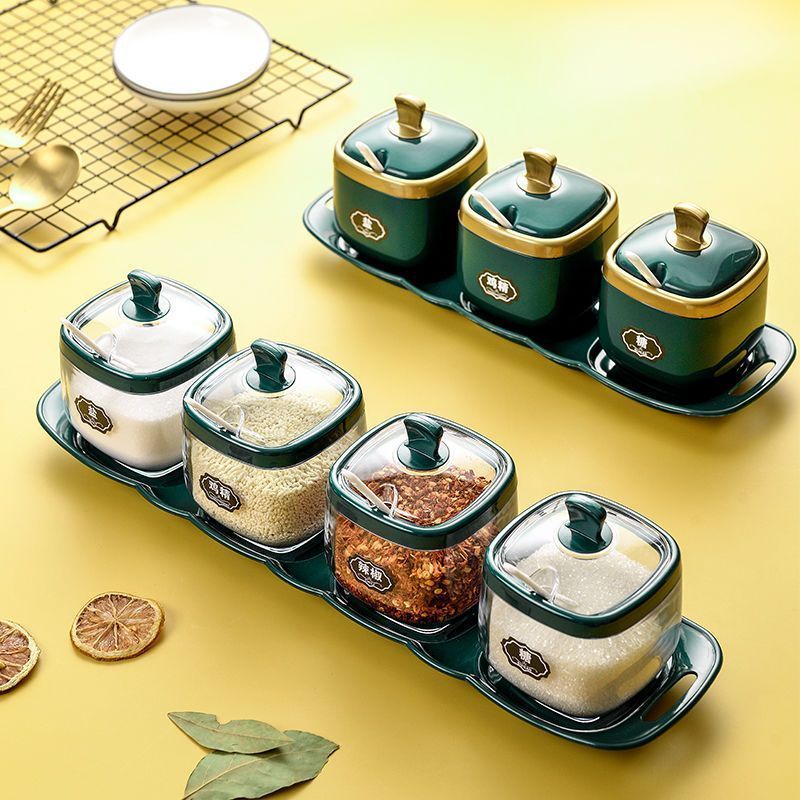 salt msg/seasoning can combination set condiment pot seasoning box spice jar kitchen supplies household complete oiler