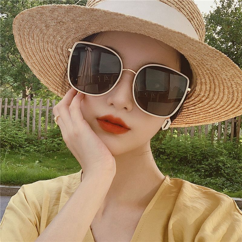 gm sunglasses women‘s high-grade summer sun protection 2023 new polarized sun glasses uv protection white frame big face