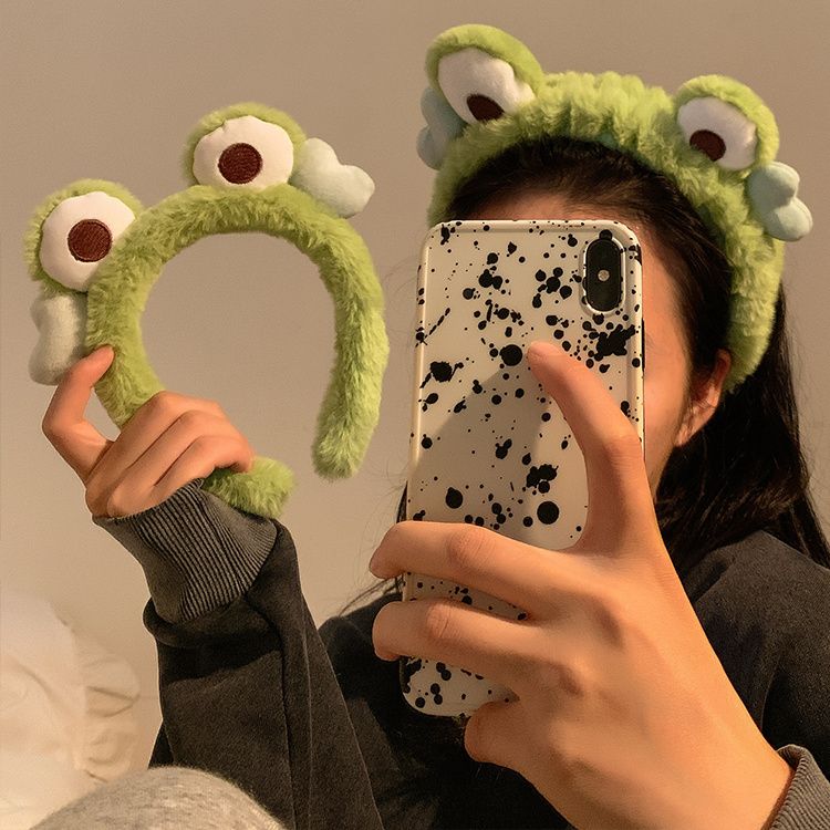 cute frog hair band female face wash mask special cartoon funny fluffy hair band winter headband hairpin