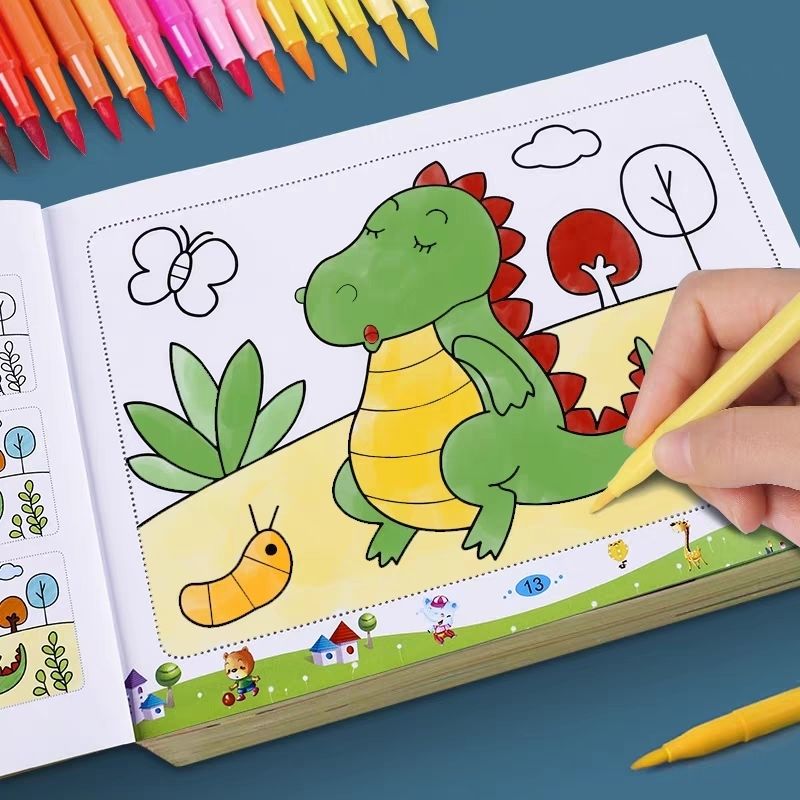 children watercolor pen painting book 3-4-5-6-7 years old graffiti coloring painting kindergarten drawing book baby picture book