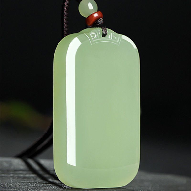 Xinjiang Hetian Jade Light Pale Blue Tranquility and Peace Plate Pendant Men's and Women's High-End Jade Pendant Jade Pendant Necklace