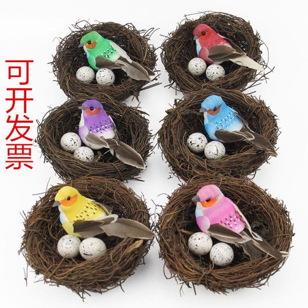 artificial bird nest handmade rattan woven bird nest bird eggs bird straw bird nest bird cage decoration photo props