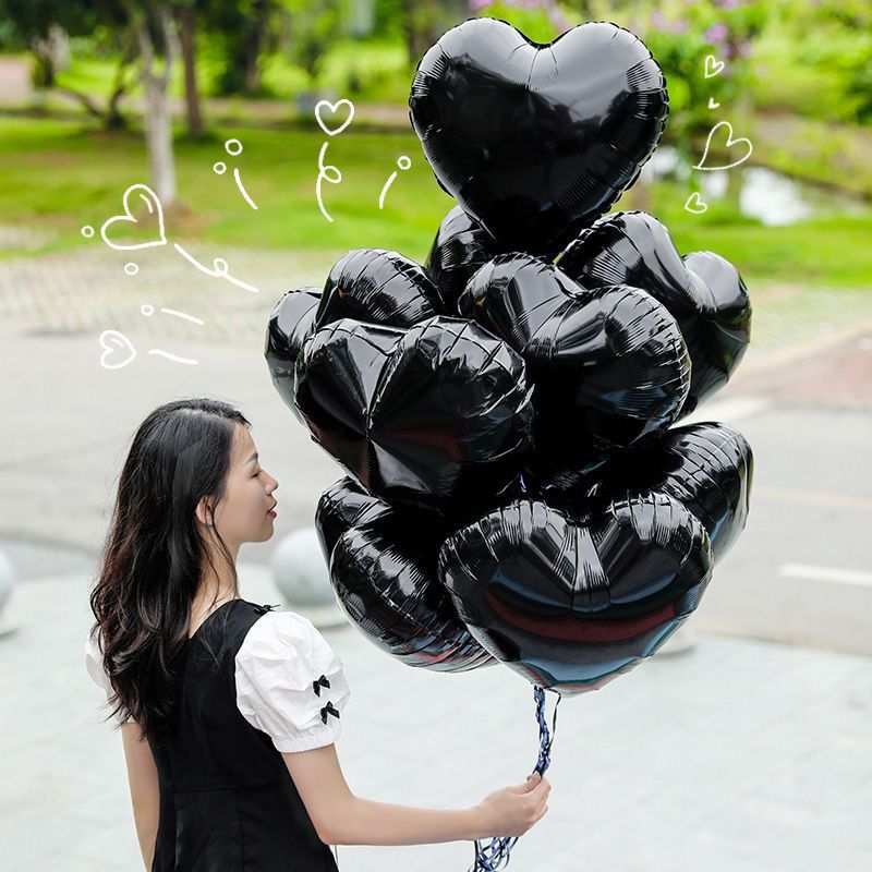 18-Inch Love Balloon Heart-Shaped Birthday Party Dress up Layout Supplies Floating Empty Aluminum Film Balloon Ins Style Table Decoration