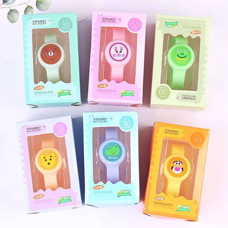 Children's Flash Silicone Watch Toddler and Baby Summer Anti-Insect Cute Luminous Mosquito Repellent Bracelet Cartoon Mosquito Repellent