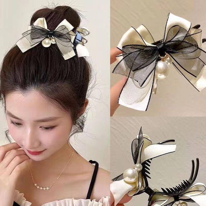 bow barrettes high-grade back head large size grabber clip headdress bun updo gadget hair clip female summer