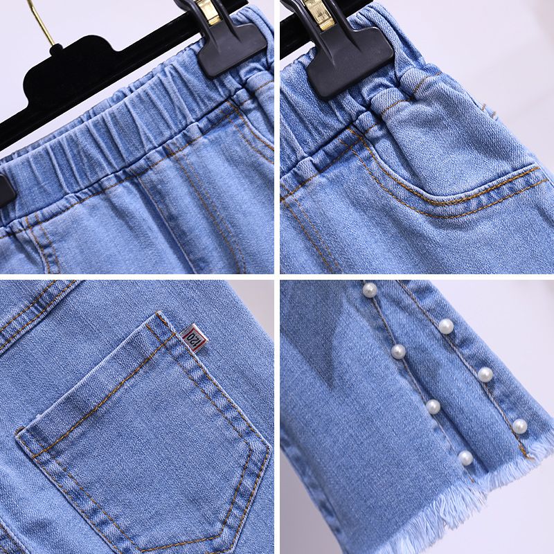 Girls' Jeans Spring and Autumn 2023 New Children's Thin Pants Summer Western Style Fashion Outer Wear Bootcut Pants