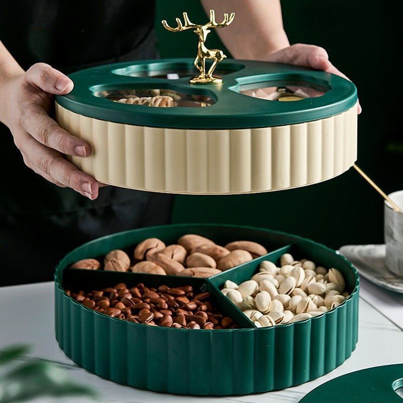 dried fruit box household living room nut plate candy box high-end melon seeds plate dried fruit plate with lid household good-looking