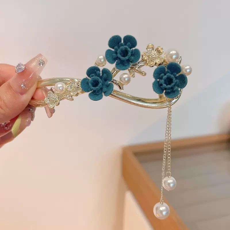 Antique Style Grip Flower Hairclip Decoration Word Clip Updo Gadget Barrettes 2023 New High-End Hairpin Female Summer Banana Clip