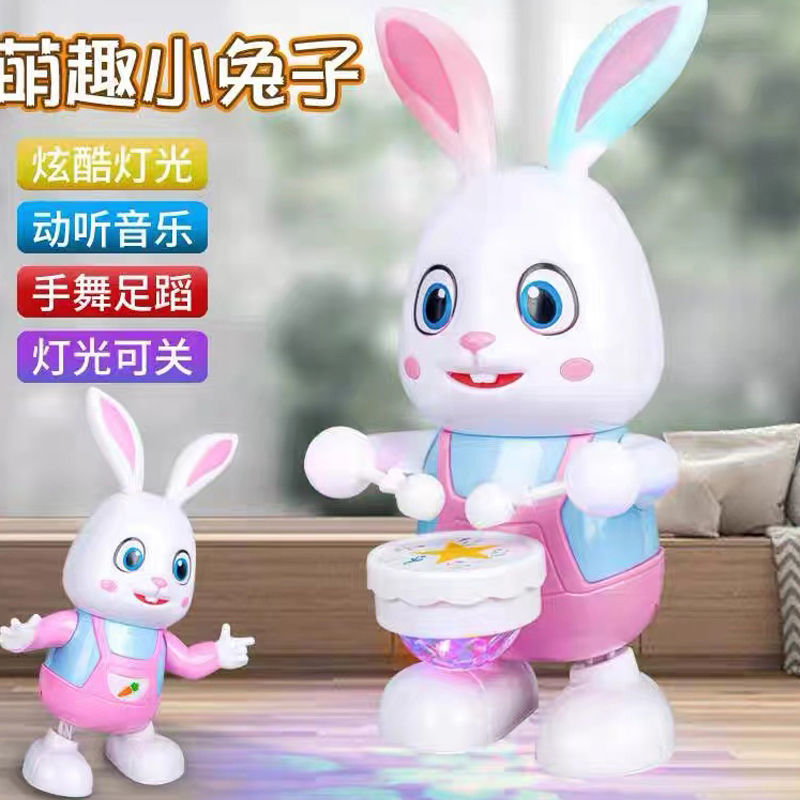 children can sing and dance bunny 3-6 years old baby head up practice electric lamplight music baby toys