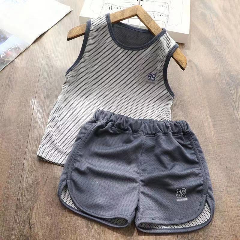 children‘s summer sports suit boys and girls quick-drying breathable sports american suit middle and big children sleeveless two-piece suit