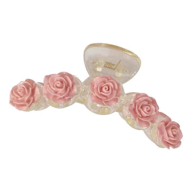 Pink Camellia Grip ~ Super Fairy Rose Flower Hair Claw Shark Clip Sweet Girly Spring New Hair Accessories