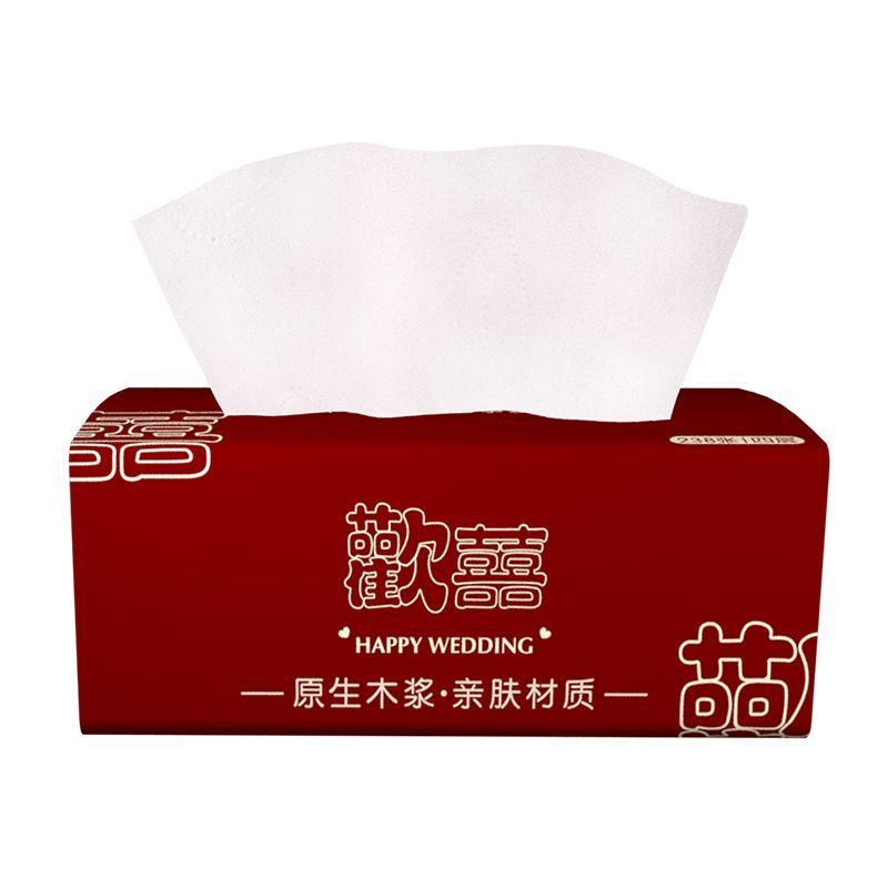 Wedding Tissue Special Xi Character Thickened Napkin for Banquet Engagement Wedding Banquet Paper Extraction Wedding Products a Whole Box