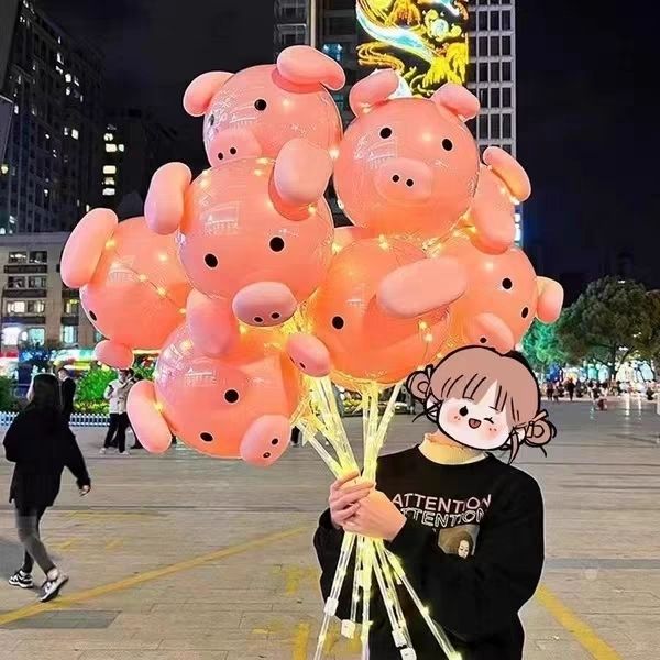 new street selling ball pig head balloon kweichow moutai pig head balloon tiktok same cherry pig cute pig balloon toy