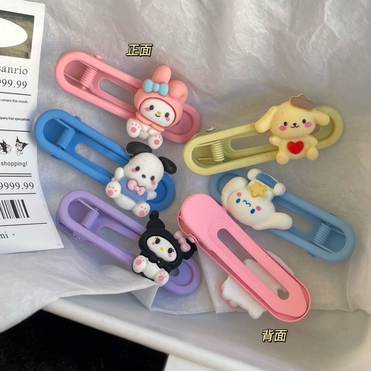 children‘s super cute candy sanrio barrettes ins candy color cartoon shape fringe clip side clip hollow clip new