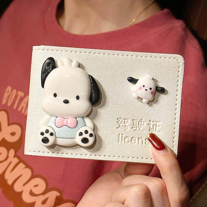 cartoon cute pacha dog driving license diy card holder car driving photo protection leather case female car decoration ornaments