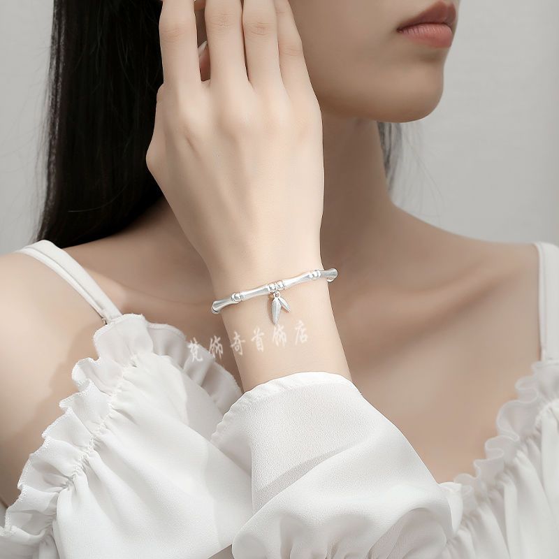 S925 Sterling Silver Bamboo Bracelet for Women 2023 New Niche High-Grade Bamboo Festival High-Rise Refined and Simple Bracelet