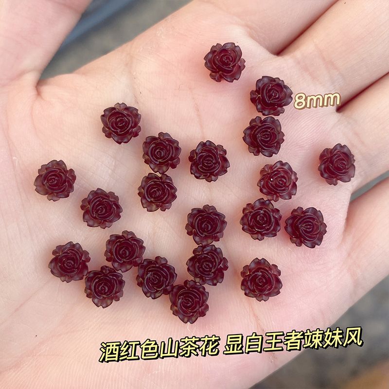 Hot Girl Red Camellia Nail Ornament Material Package Rattan Coral Butterfly Nail Ornament for Nail Beauty Shop