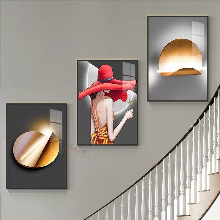 self-adhesive stickers stairs triple decorative painting living room sofa background wall mural simple modern hallway corridor wall sticker