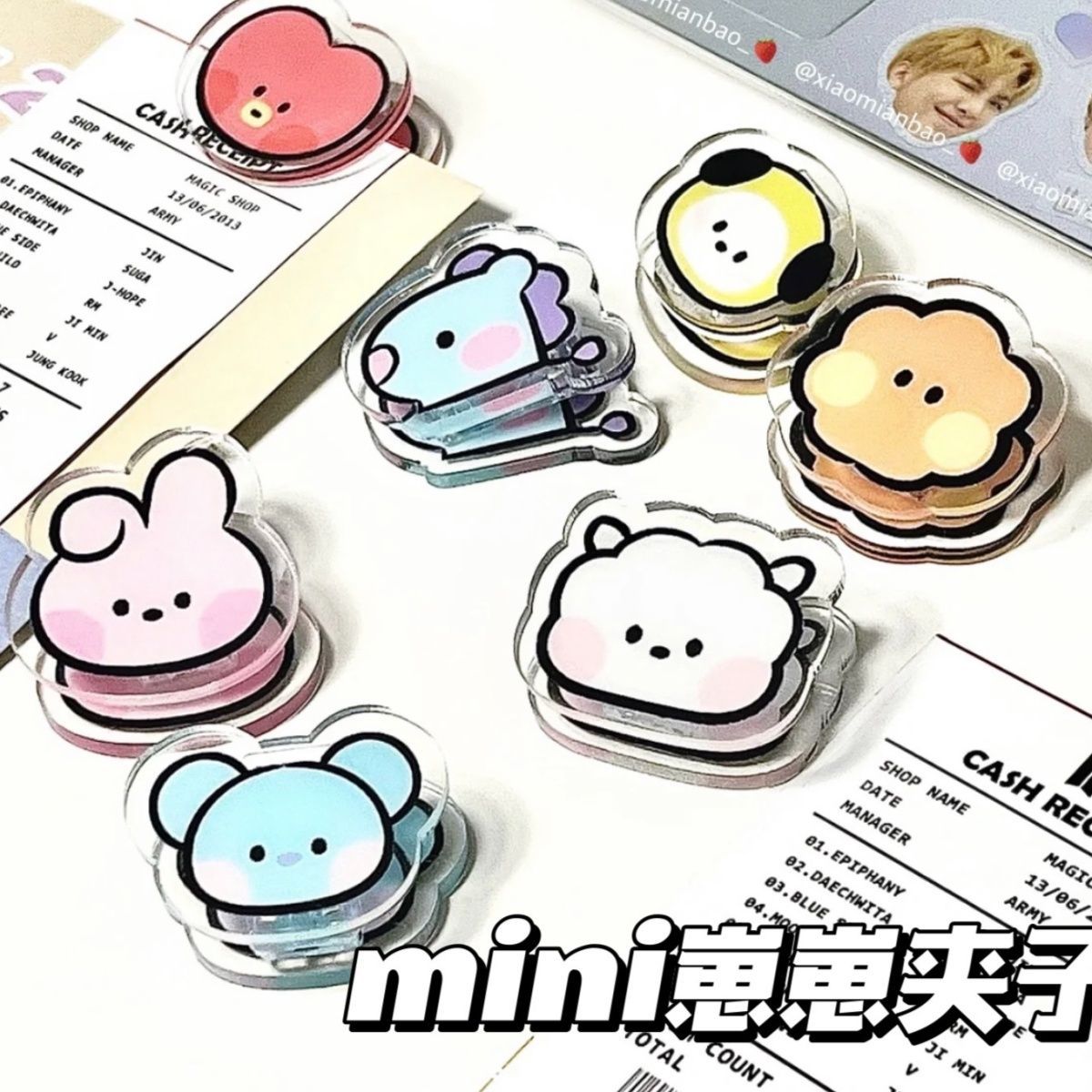 korean-style original bts bullet-proof youth picture acrylic storage clip hand account clip ticket clip note cartoon clip pp clip