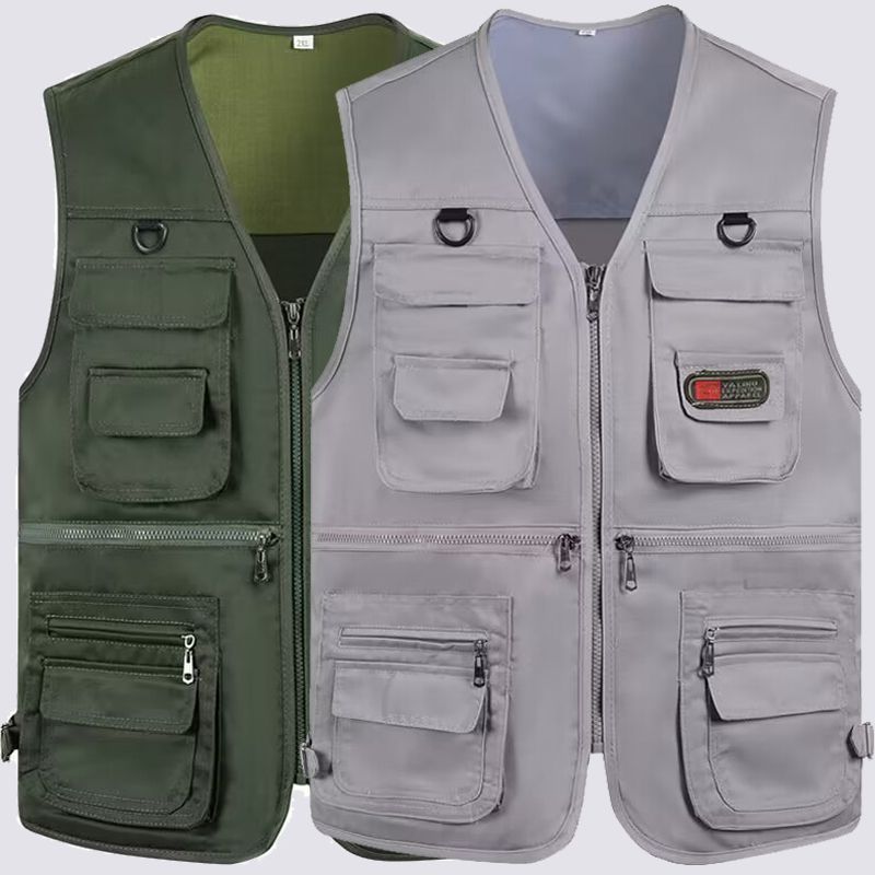 spring and fall thick section dad vest middle-aged and elderly men‘s waistcoat multi-pocket leisure oversized waistcoat outdoor fishing vest