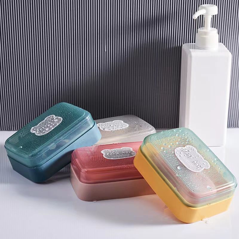 Large Soap Dish Creative with Cover Travel Portable Student Dormitory Bathroom Flip Drain Soap Laundry Soap Box