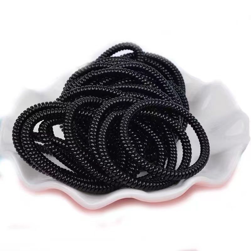 korean style hair ring black plastic hair rope telephone line rubber band adult thin hair ties simple personalized all-match hair-binding hair accessories