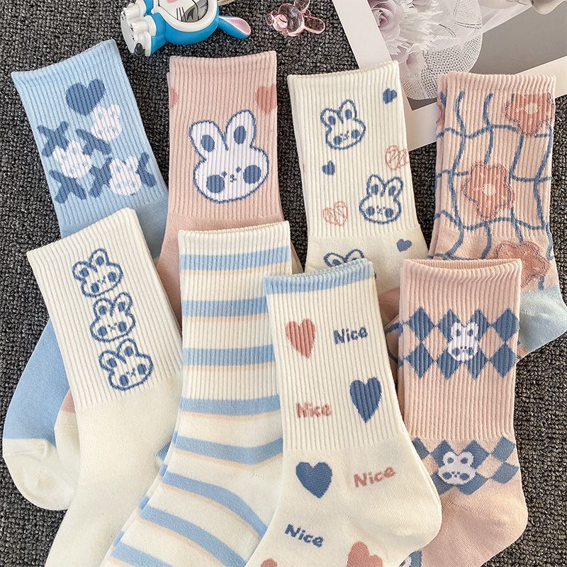 children‘s socks cotton women‘s spring/autumn summer japanese cute cartoon korean style trendy all-match female student sports mid-calf length socks