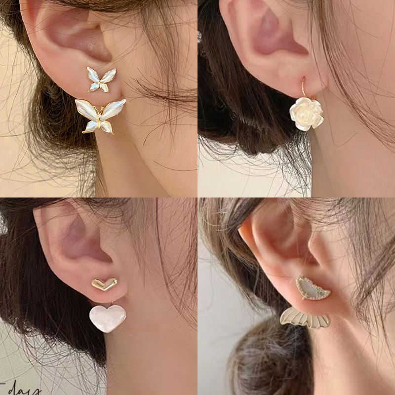 exquisite white drip glazed butterfly earrings women‘s elegant socialite high-grade earrings dual-wear 2023 new fashion earrings