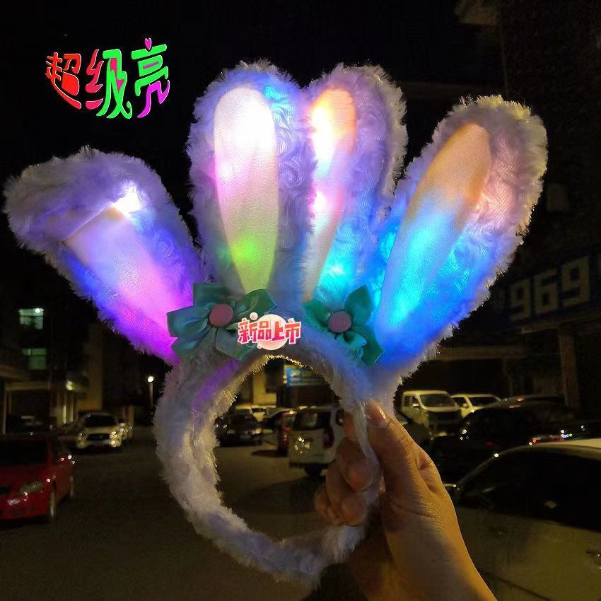 new luminous stellalou rabbit ears luminous headband cute with light hairpin tiktok same style night market stall toy