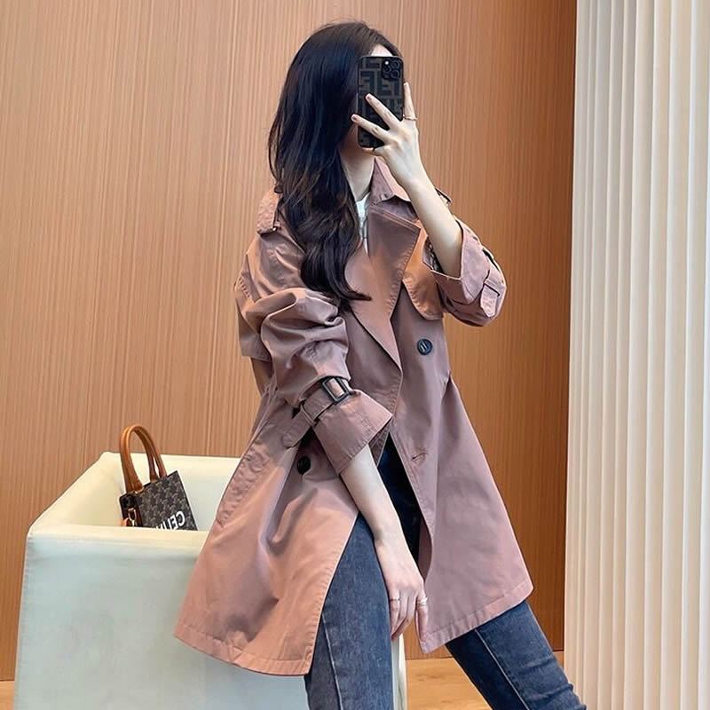 [with lining] high-end windbreaker women‘s mid-length 2024 spring and autumn new fashion best-seller petite coats coat