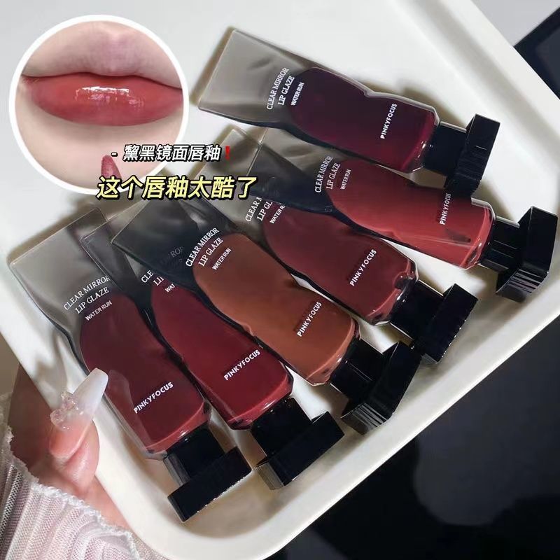 dark black girl ~ pure desire transparent pigment ice cube water light mirror lip lacquer lip gloss glass lip gloss cheap student female