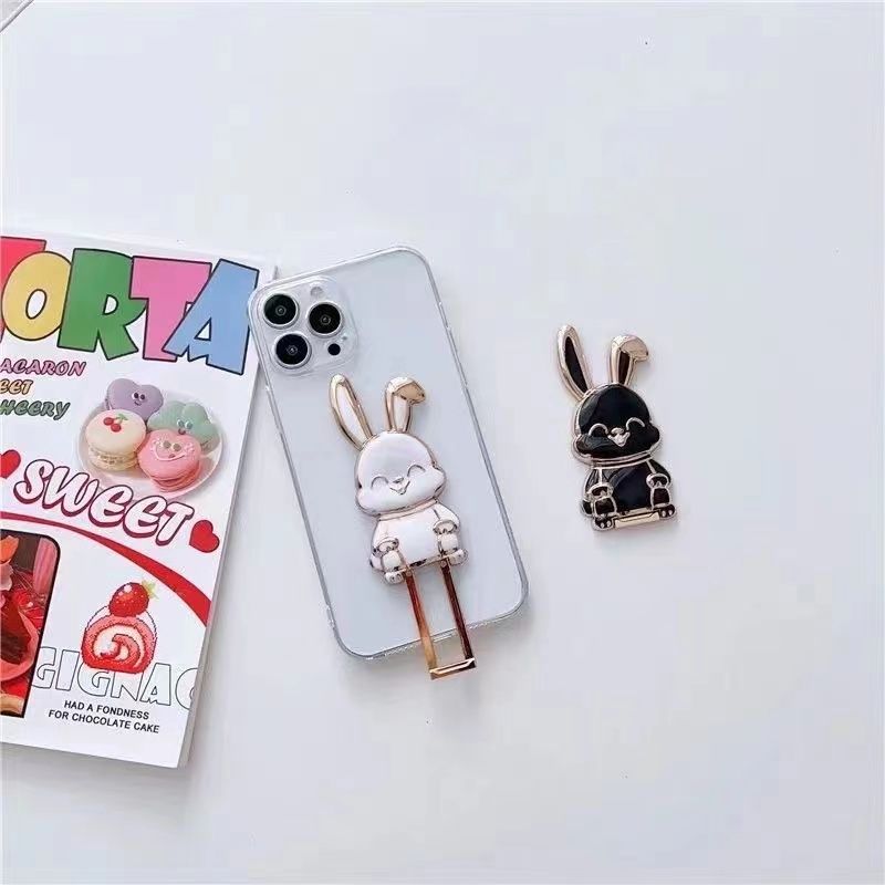 New Bunny Bracket Adhesive Cartoon Creative Lazy Mobile Phone Stand Shell Desktop Folding Bracket